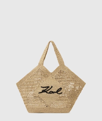 Bolso playero de ganchillo grande Signature natural
